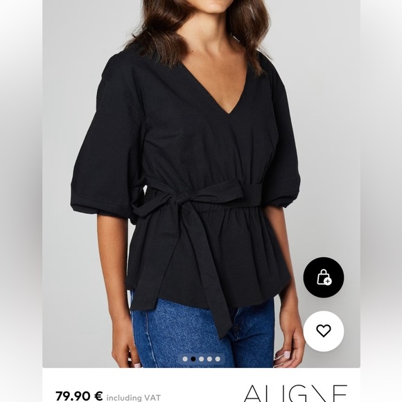 New Aligne Co guava black tie in back balloon sleeve top - Picture 2 of 6